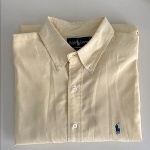 Ralph Lauren Casual Light Yellow Button Down Men's Shirt Size Large